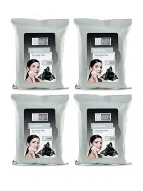 Charcoal Facial Cleansing Wipes Makeup Remover All Skin Types 4 Pack 100ct